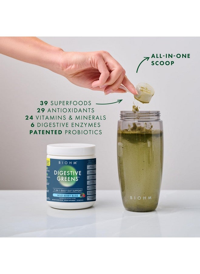 BIOHM Digestive Greens, Green Superfood Powder (7.4 Oz, 30 Servings) Immune & Gut Health Support with Antioxidants, Vitamins, Probiotics & Enzymes, Good Source of Fiber, Berry Flavor - Image 3
