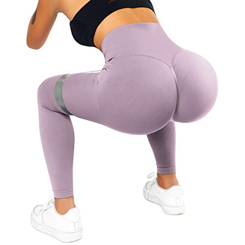 SUUKSESS Scrunch Butt Lifting Seamless Leggings for Women Booty High Waisted Workout Yoga Pants (Light Purple, XS) - Image 4