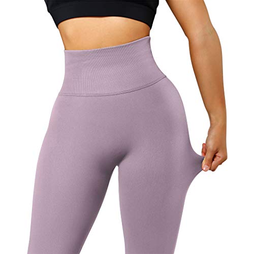 SUUKSESS Scrunch Butt Lifting Seamless Leggings for Women Booty High Waisted Workout Yoga Pants (Light Purple, XS) - Image 3