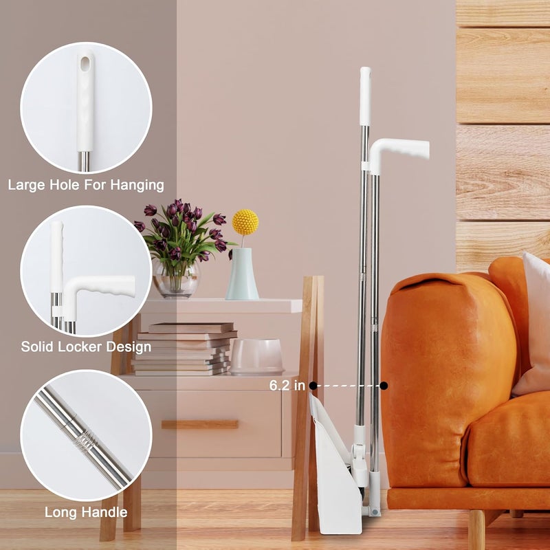 TRADY مجموعة مجرفة وفرشاة ذات مقبض طويل، مكنسة ومجرفة قائمة بمقبض طويل، مجموعة مكنسة-مجرفة سحرية مصنوعة من مواد منزلية متينة للاستخدام الداخلي والخارجي في المطبخ واللوبي والمكتب [متعدد] - Image 5