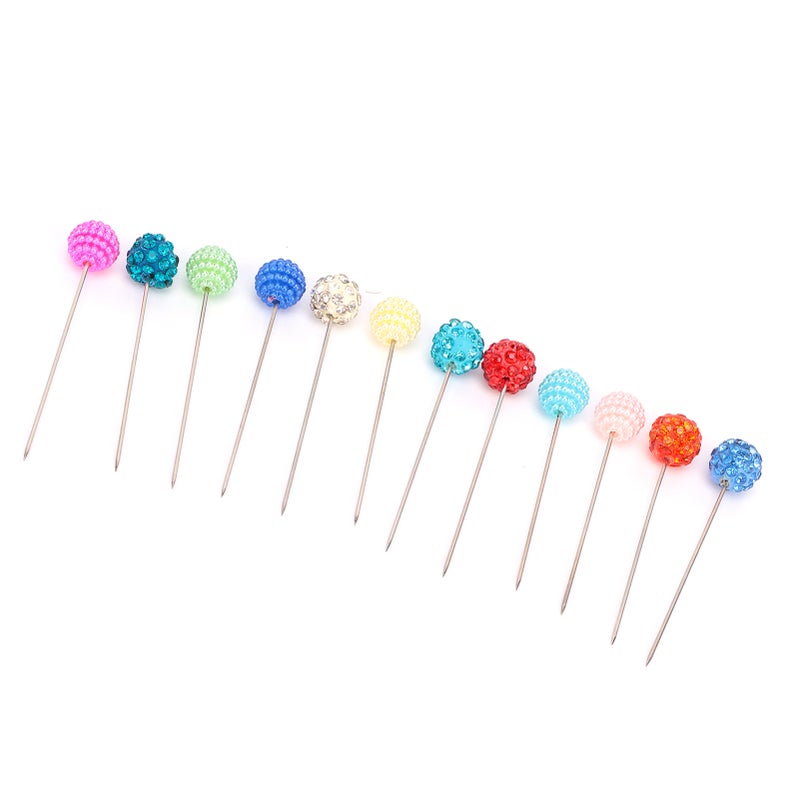 Sewing Pins Colourful Reusable Strong Edgy AntiRust Fixed Needle for Household Fixed(6 Bayberry Type Plus 6 Coloured Rhinestone ) - Image 5