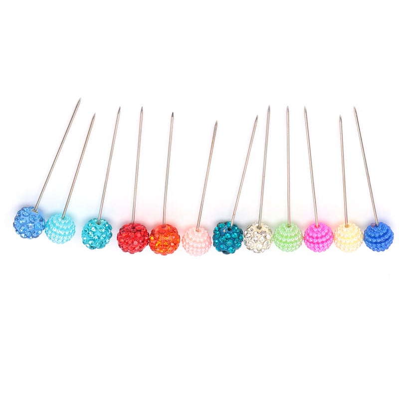 Sewing Pins Colourful Reusable Strong Edgy AntiRust Fixed Needle for Household Fixed(6 Bayberry Type Plus 6 Coloured Rhinestone ) - Image 3