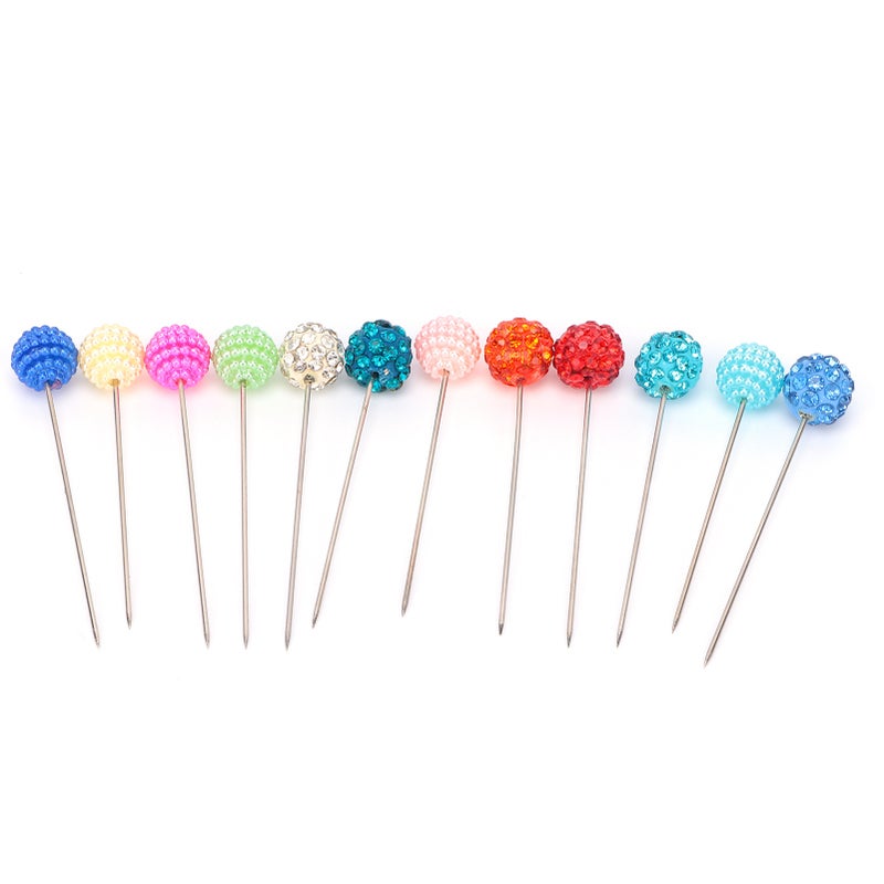 Sewing Pins Colourful Reusable Strong Edgy AntiRust Fixed Needle for Household Fixed(6 Bayberry Type Plus 6 Coloured Rhinestone ) - Image 4