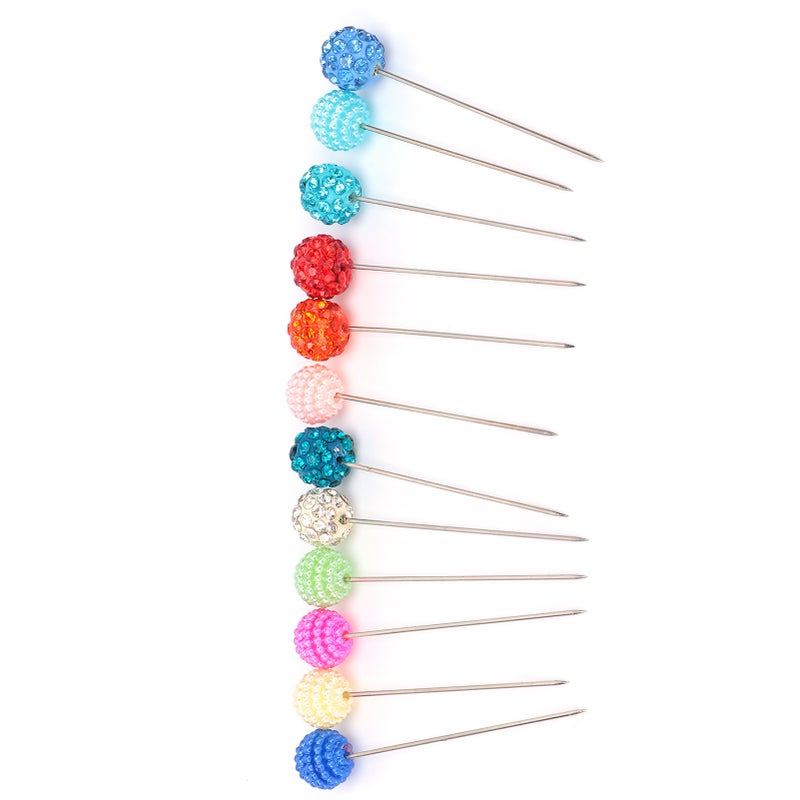 Sewing Pins Colourful Reusable Strong Edgy AntiRust Fixed Needle for Household Fixed(6 Bayberry Type Plus 6 Coloured Rhinestone ) - Image 2