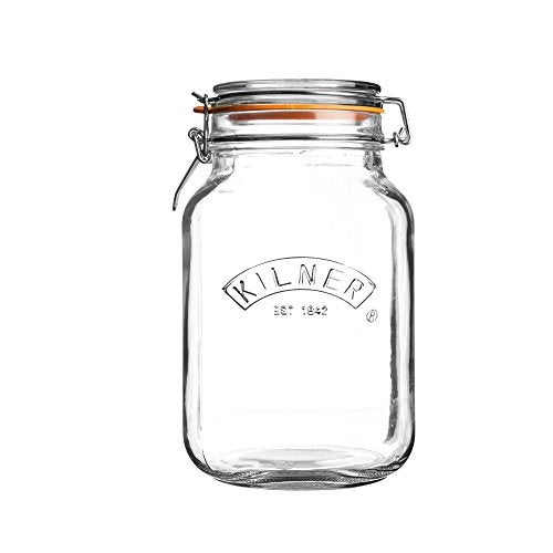 Kilner Premium 1.5L Airtight Square Clip Top Glass Jar for Food Storage, Biscuits, Cereals, Pulses | Multipurpose, BPA Free, Reusable Kitchen Container - Image 1