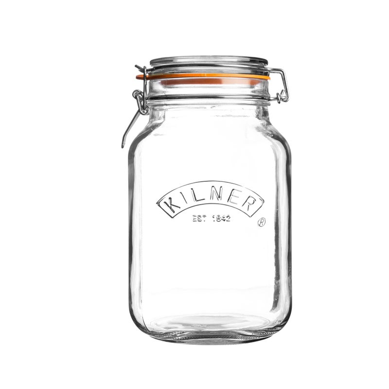 Kilner Premium 1.5L Airtight Square Clip Top Glass Jar for Food Storage, Biscuits, Cereals, Pulses | Multipurpose, BPA Free, Reusable Kitchen Container - Image 2