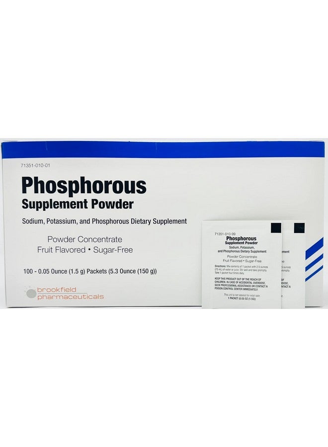 مكملات الفوسفور 100 عبوة، مسحوق مكملات غذائية مع فوسفات الصوديوم وفوسفات البوتاسيوم، مسحوق مكمل الفوسفور بنكهة الفواكه لصحة الإلكتروليت والعظام والكلى - Image 1