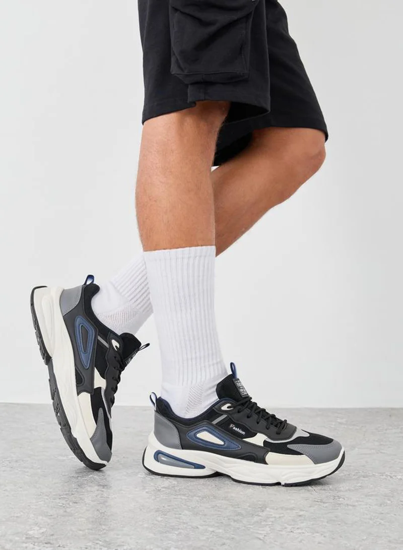 Take Two Textured Chunky Sole Lace Up Sneakers