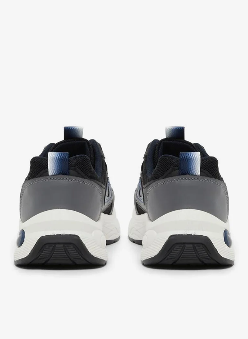 Take Two Navy Blue Textured Chunky Sole Lace Up Sneakers for Men | Best Price UAE