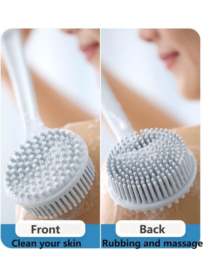 MobFest Double-Sided Silicone Back Scrubber Multifunctional Bath Shower Body Exfoliating Massage Body Brush With Long Handle, 1 Pcs (Blue) - Image 3