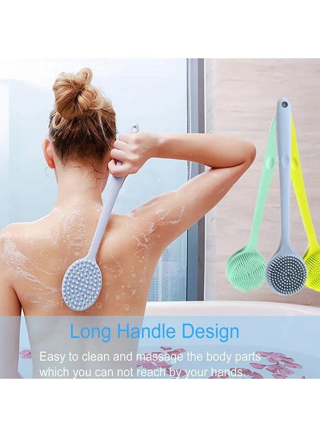 MobFest Double-Sided Silicone Back Scrubber Multifunctional Bath Shower Body Exfoliating Massage Body Brush With Long Handle, 1 Pcs (Blue) - Image 4