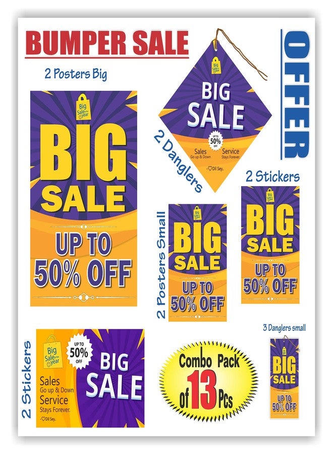 Anne Print Solutions تخفيضات كبيرة من آن برينت سوليوشنز® تصل إلى 50% على الملصقات المعلقة والبوسترات، عرض خاص على ملصقات البوسترات للمتاجر والمراكز التجارية، عبوة من 13 قطعة - Image 1
