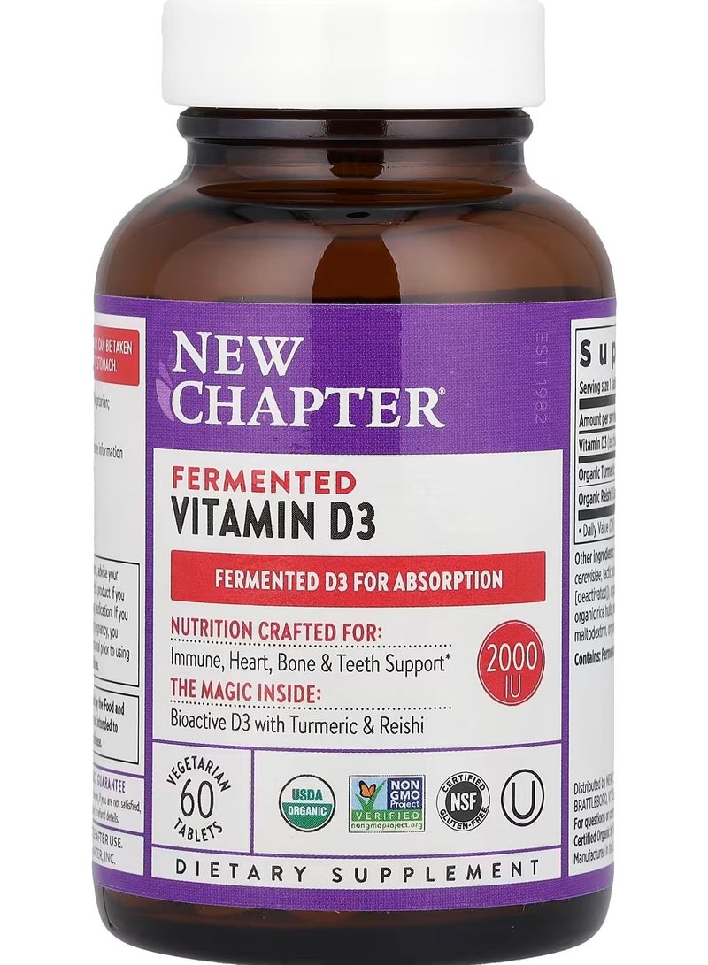 New Chapter Fermented Vitamin D3, 2,000 IU, 60 Vegetarian Tablets - Image 1
