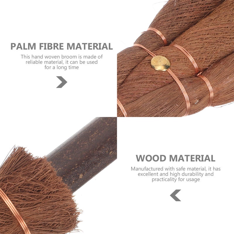 Straw Woven Hand Broom With Soft Bristles For Home Kitchen Floor Dust Cleaning - Image 3