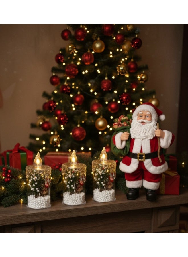 ديكور شمعة بلاد العجائب الشتوية لعيد الميلاد (11 سم) 3 قطع - Image 2