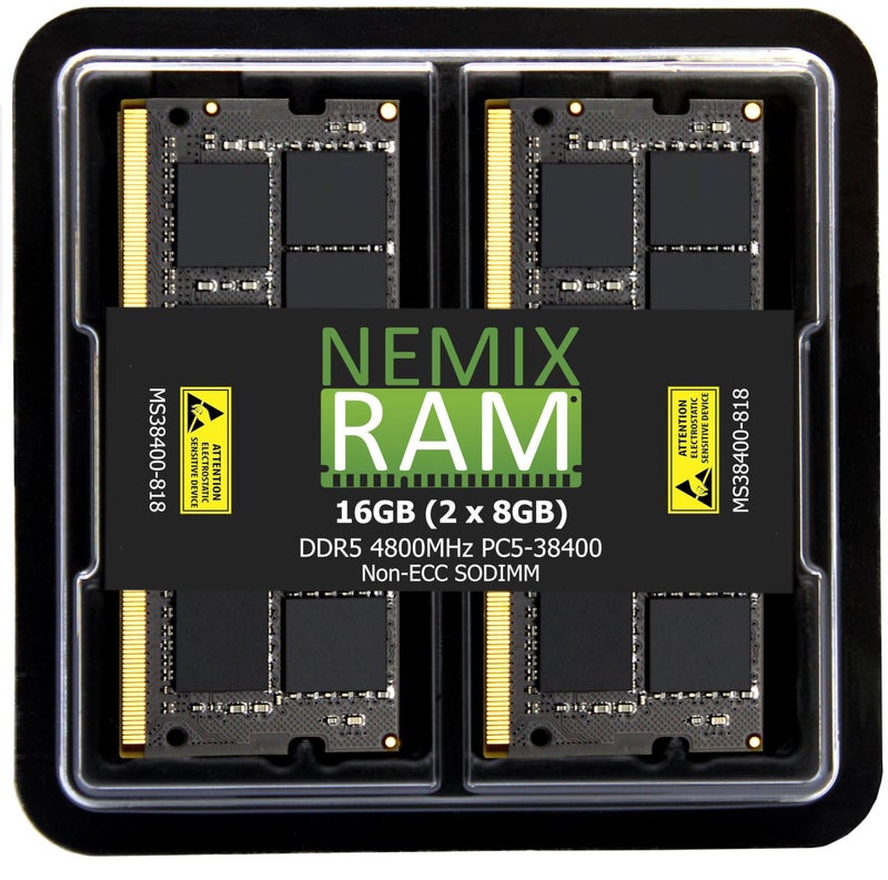 NEMIX RAM 16GB (2X8GB) DDR5 4800MHZ PC5-38400 1Rx8 1.1V CL40 262-PIN Non-ECC Unbuffered SODIMM Laptop PC Memory KIT - Image 1