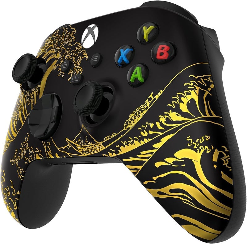 Custom Controllerzz Wireless Controller for Microsoft Xbox Series X/S & Xbox One - Soft Touch Feel - Custom Series X/S Controller (X/S Golden Waves) - Image 3