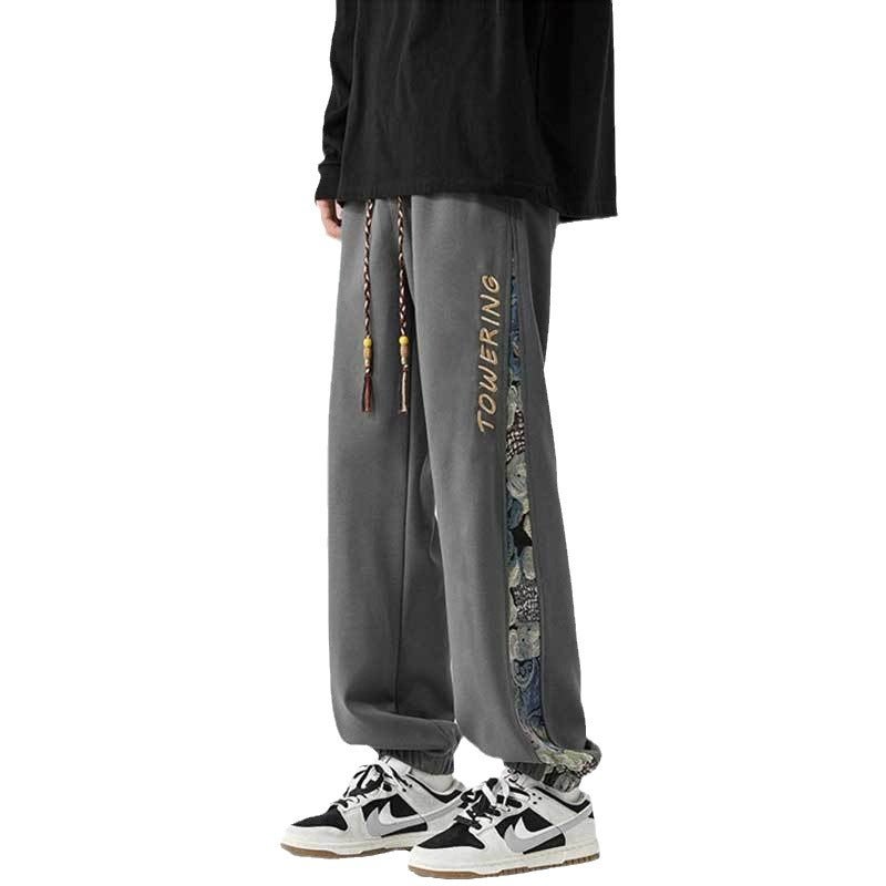Embroidered Bear Joggers Men Casual Harlan Pants Black  - Image 3