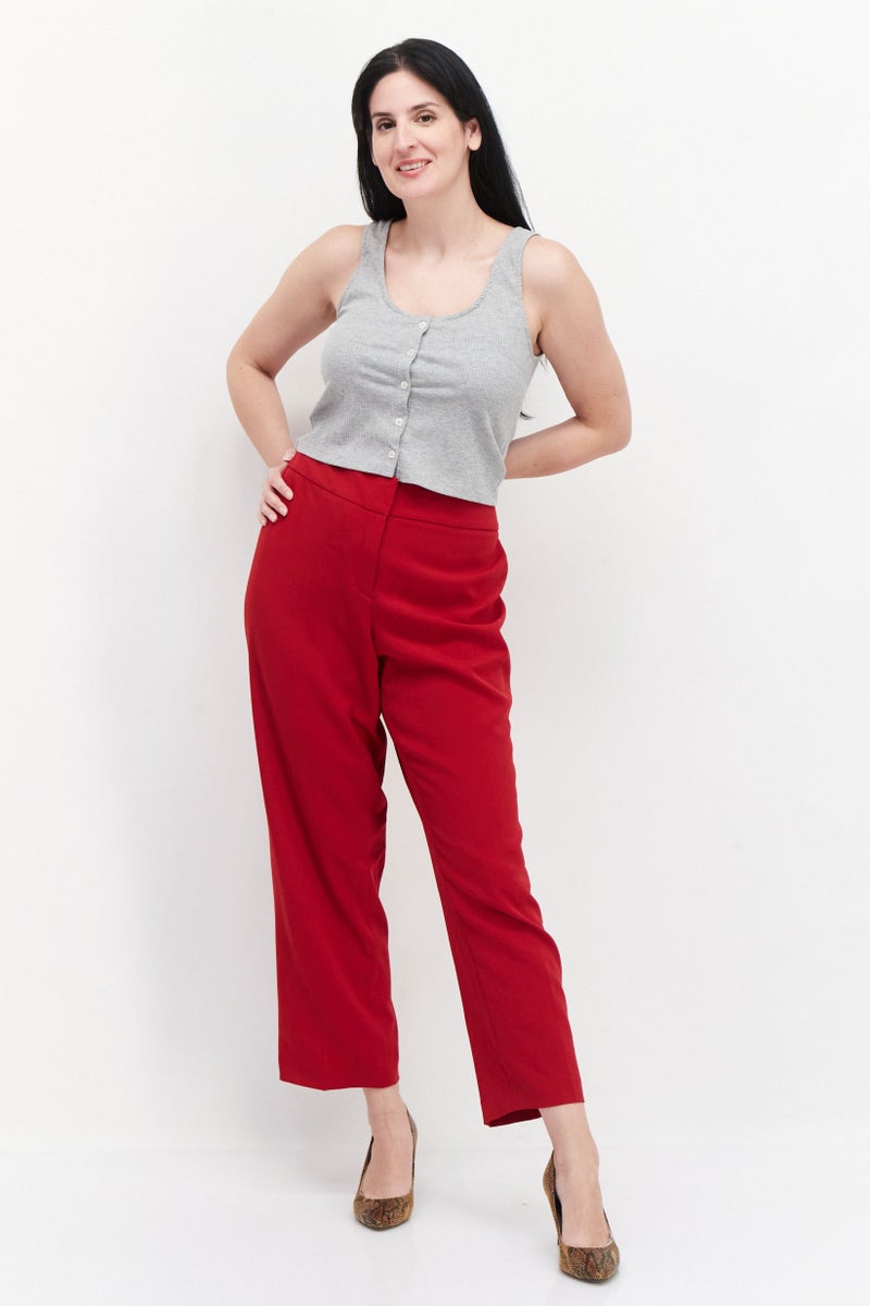 Kasper  Women Plus Size Textured Pants, Red - Image 3