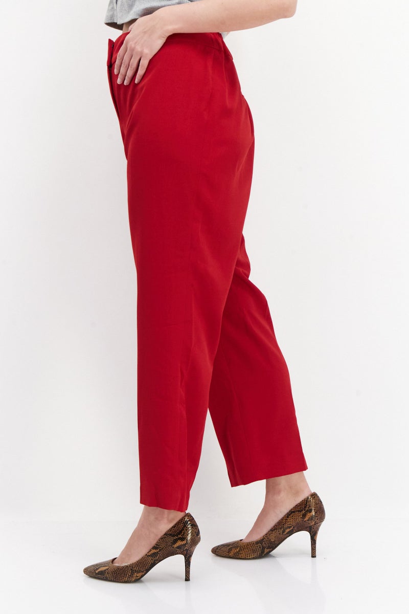 Kasper  Women Plus Size Textured Pants, Red - Image 4