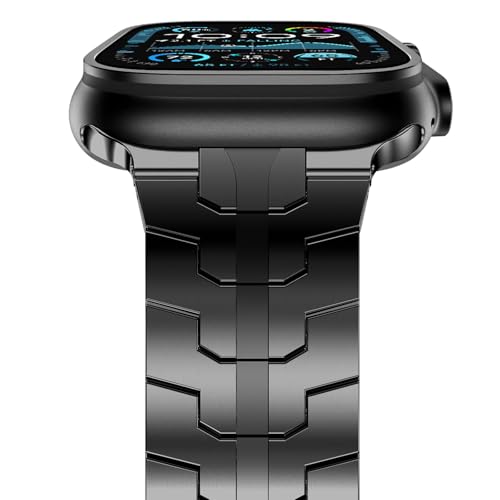 CHANCHY Stainless Steel Band for Apple Watch Band Apple Watch Ultra 3/2/1 Band 49mm, Series 11/10 46mm, 9/8/7 45mm, SE3/SE2/SE 6/5/4 44mm, 3/2/1 42mm, Metal Strap with Folding Clasp for Men, Black - Image 2