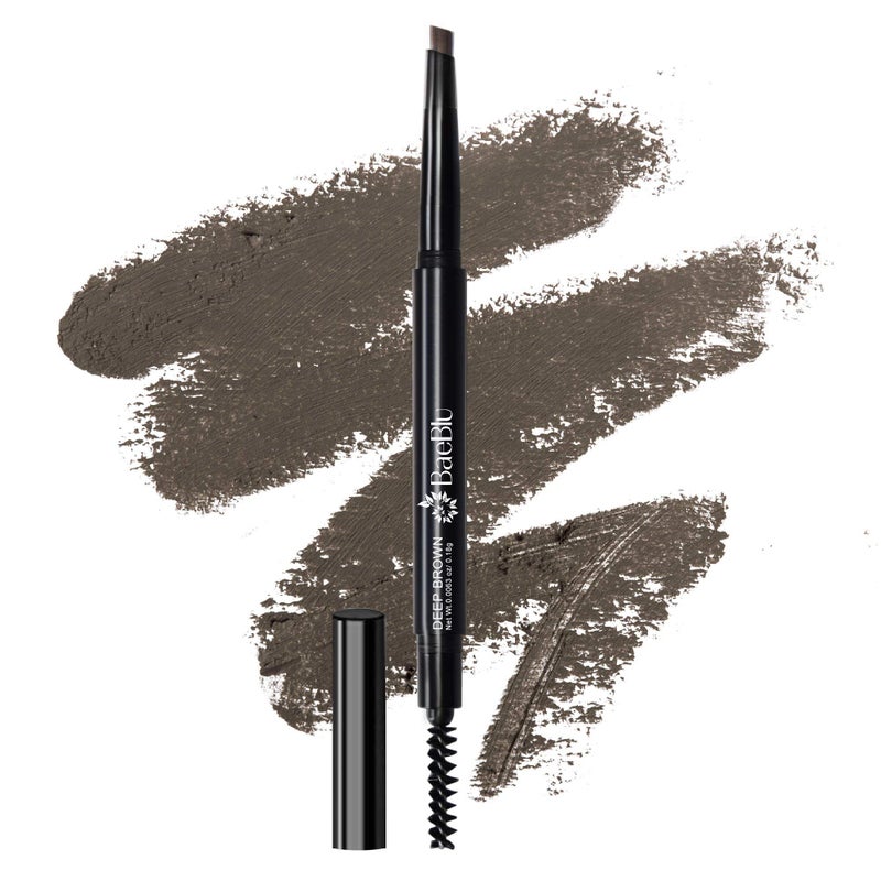 BaeBlu BaeBlu Cruelty Free Retractable Eyebrow Crayon Vegan NonToxic Long Wear Brow Definer With Brush Deep Brown Pen
