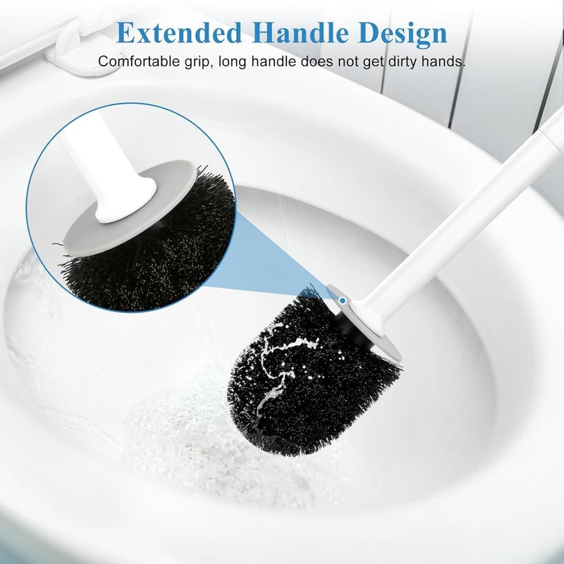 alpsnow Toilet Brush and Holder, Toilet Bowl Brush and Holder with Long Handle, Plastic Holder Easy to Hide, Drip-Proof, Easy to Assemble, Deep Cleaning - Image 4