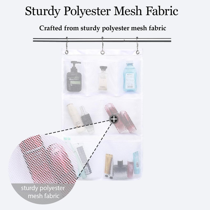 Gyeukham Hanging Mesh Shower Caddy For Bathroom - Quick Drying Portable Shower Organizer With Multiple Pockets For Soap Shampoo And Cruise Ship Essentials Saving Bathroom Storage White 1 Pack - Image 3