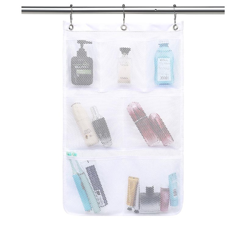 Gyeukham Hanging Mesh Shower Caddy For Bathroom - Quick Drying Portable Shower Organizer With Multiple Pockets For Soap Shampoo And Cruise Ship Essentials Saving Bathroom Storage White 1 Pack - Image 1