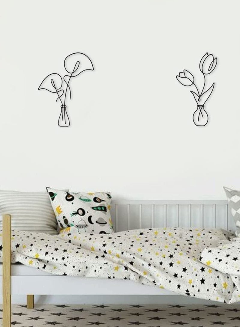 Y&D Metal Flower Wall Decor Boho Art Minimalistic Plant Bedroom Living Room (Calla)  - Image 2