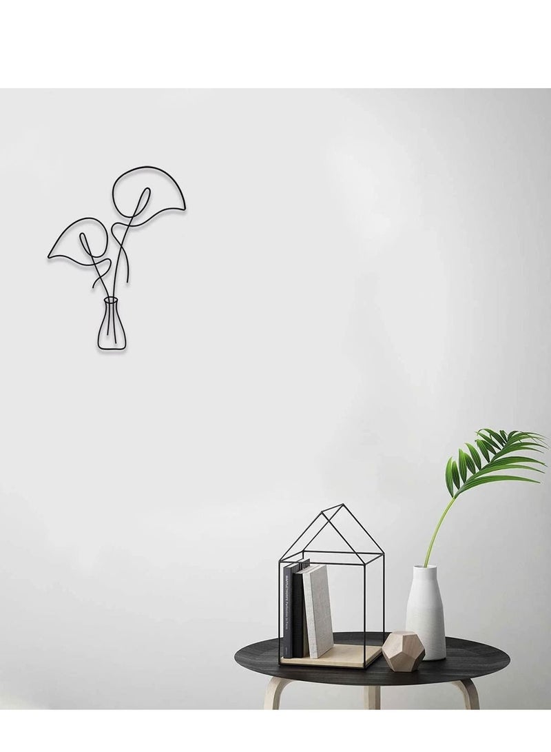 Y&D Metal Flower Wall Decor Boho Art Minimalistic Plant Bedroom Living Room (Calla)  - Image 3