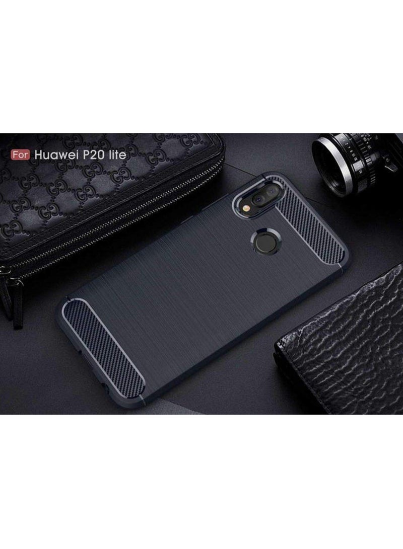 3إي غطاء حماية بتصميم مرن من ألياف الكربون لهاتف هواوي نوفا P20 لايت أزرق داكن - Image 5