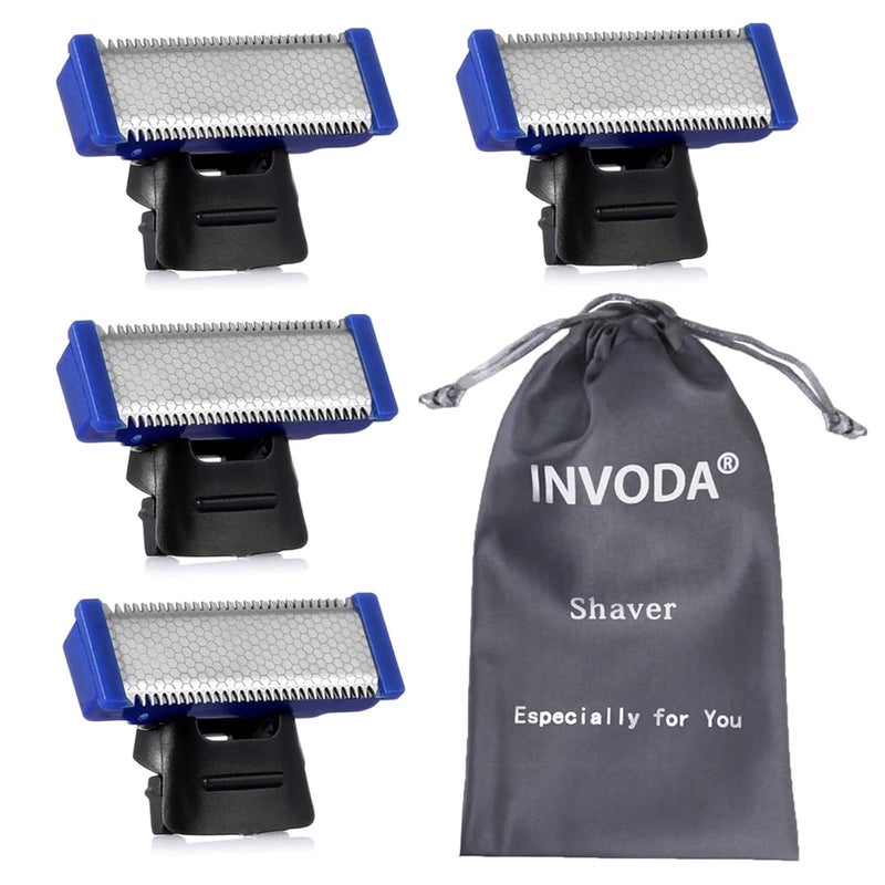 4PCS Shaver Replacement Head for Solo Rechargeable Full Body Hair Trimming Electric Shaver Replacement Cutter Head Solo Blades (4PCS + Storage Bag)