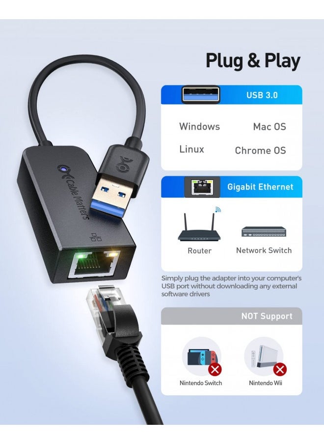 Cable Matters - Cable Matters Plug And Play Usb To Ethernet Adapter With Pxe, Mac Address Clone Support (Usb 3.0 To Gigabit Ethernet, Ethernet To Usb, Ethernet Adapter For Laptop) Supporting 10/100/1000Mbps In Black - Image 1