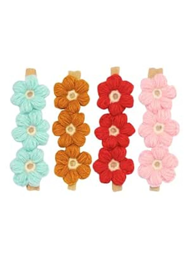 4pcs Flower Headbands Soft Wool Yarn Elastic Hair Accessories Set - Image 1