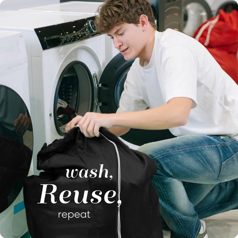 Handy Laundry Nylon XL - Large Capacity with Locking Drawstring, Machine Washable, Fits Laundry Baskets or Hampers, Holds 3 Loads of Clothes - Black (Pack of 2) - Image 5