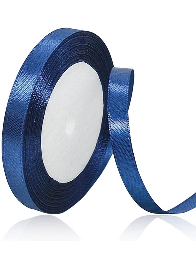 Share the Love شارك الحب شريط ساتان 12 مم - طول 25 ياردة - أزرق داكن - شريط حرفة ناعم ولامع لتغليف الهدايا، الزينة، الأعمال اليدوية والخياطة