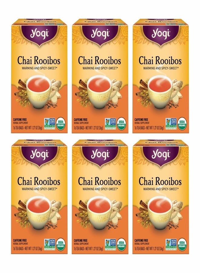 Yogi Tea Chai Rooibos Tea - 16 Tea Bags per Pack (6 Packs) - Spiced Organic Rooibos Tea - Provides Antioxidants - Caffeine-Free - Includes Cardamom, Cinnamon, Ginger & Clove - Image 1