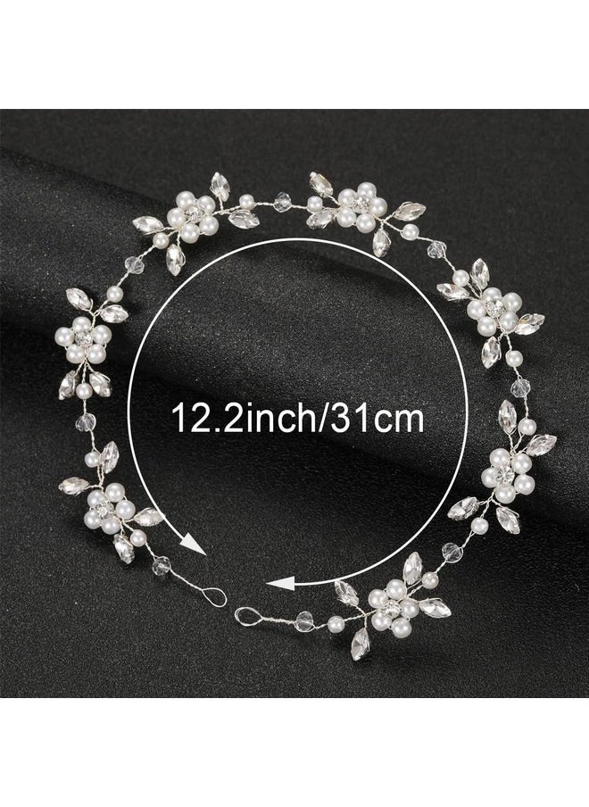 DonLeeving Flower Girl Headpiece Silver Wedding Pearls Rhinestone Headband Princess Hair Accessories for Birthday, Party, First Communion, Wedding  - Image 2