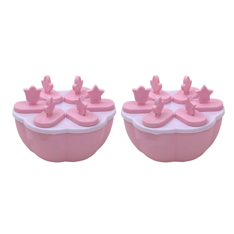 Klaxon Plastic Ice Cream Candy Kulfi Maker Popsicle Mould Set Pink 2PCS