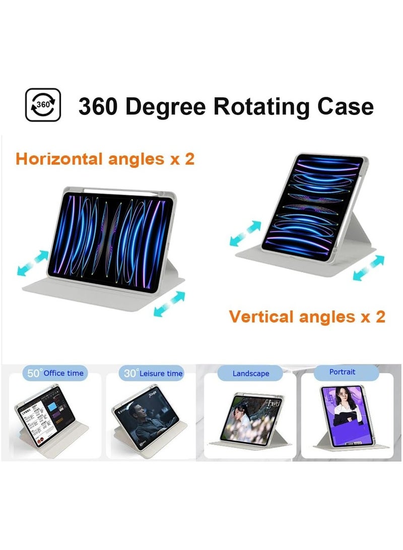 DUSALA Rotating Case for iPad Pro 12.9-Inch (2022), with Pencil Holder,360 Degree Rotation Protective Stand Slim Cover Clear Back, Auto Wake/Sleep (iPad Pro 12.9) - Image 3