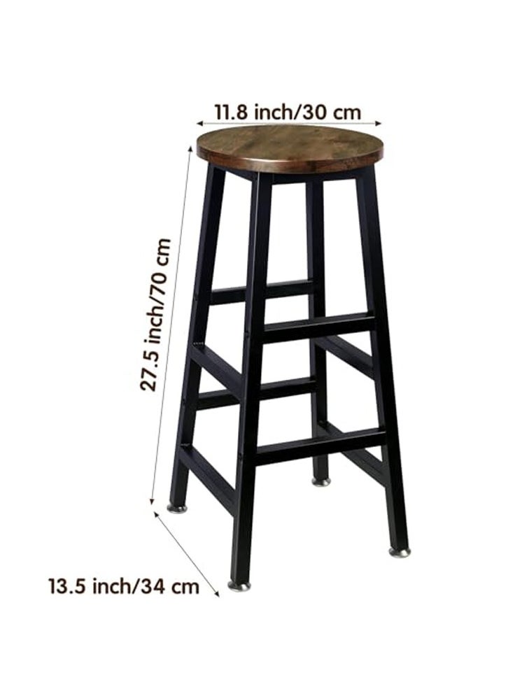 Chulovs 3-Piece Dining Table Ensemble, Bar Table & Chair Set, Kitchen Counter-Height Table with Two Stools, Steel-Framed, Industrial-Themed Bar Table for Kitchen, Living Spaces, & Gathering Areas  - Image 3
