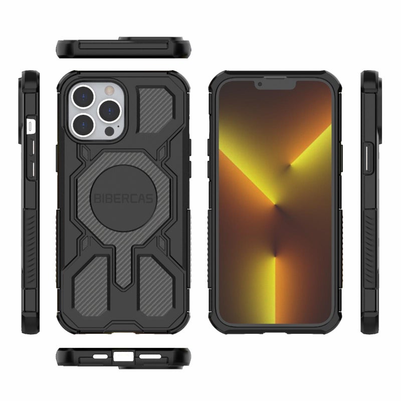 بيبركاس جراب هاتف ماج سيف المقاوم للصدمات من سلسلة الألوان الحقيقية لهاتف آيفون 13 برو ماكس (أسود) - Image 2