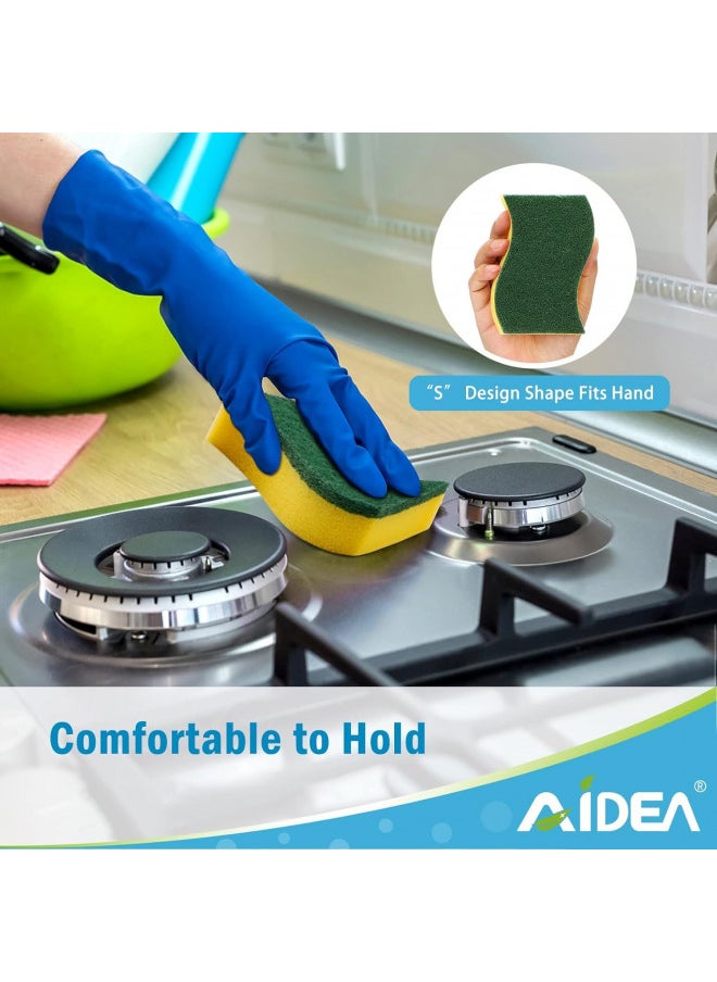 AIDEA Heavy Duty Scrub Sponge-50 Count, Cleaning Sponge, Kitchen Dish Sponge, Effortless Cleaning Eco Scrub Pads for Dishes,Pots,Pans All at Once