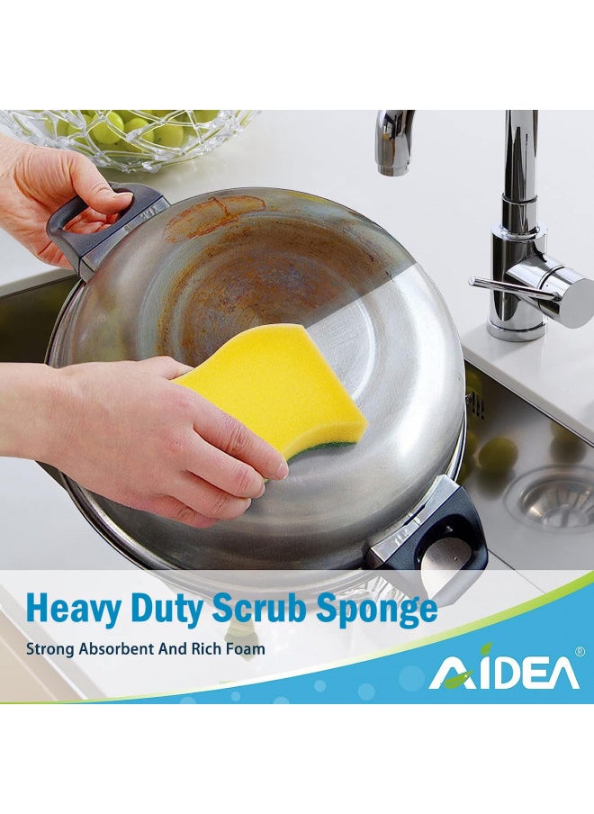 AIDEA Heavy Duty Scrub Sponge-50 Count, Cleaning Sponge, Kitchen Dish Sponge, Effortless Cleaning Eco Scrub Pads for Dishes,Pots,Pans All at Once