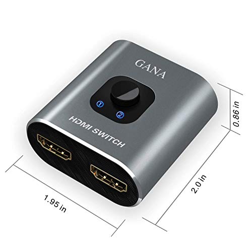 GANA HDMI Switch 4k@60hz Splitter, GANA Aluminum Bidirectional HDMI Switcher 2 in 1 Out, Manual HDMI Hub Supports HD Compatible with Xbox PS5/4/3 Blu-Ray Player Fire Stick Roku - Image 3
