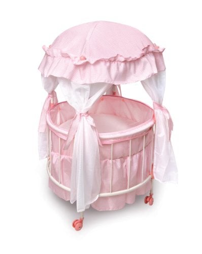 Badger Basket Pavilion Doll Bed for Dolls Includes Padded Mat Durable Stylish Toy Furniture with Canopy for Pretend Play Dcor for Kids Ages 3 Pink - Image 1