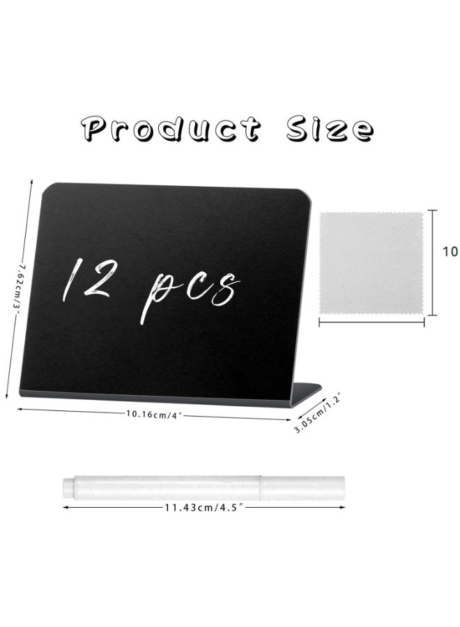 Bukela JZS Mini Chalkboard Signs for Food,with 2 White Pens,1 Red Pen and 1 Wiping Cloth,Small L Style Buffet Chalkboards Signs for Weddings,Birthday Parties,Buffet,Bakery and Retail 12 Pack - Image 2