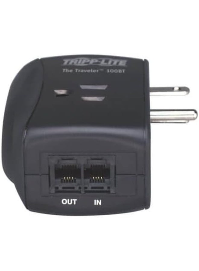 Tripp Lite 2 Outlet Portable Surge Protector Power Strip, Direct Plug In, Tel/Ethernet Protection, TRAVELER100BT - Image 2