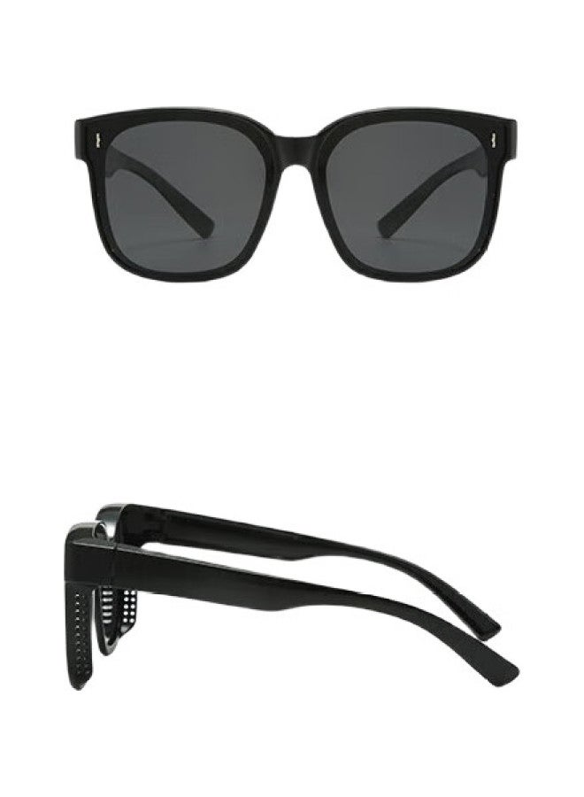 Bai Xiaoshe Bai Xiaoshu Myopia-Friendly Sunglasses [Frameless Bright Black Style], Uv Protection, Outdoor Fishing, Unisex Glasses - Image 1